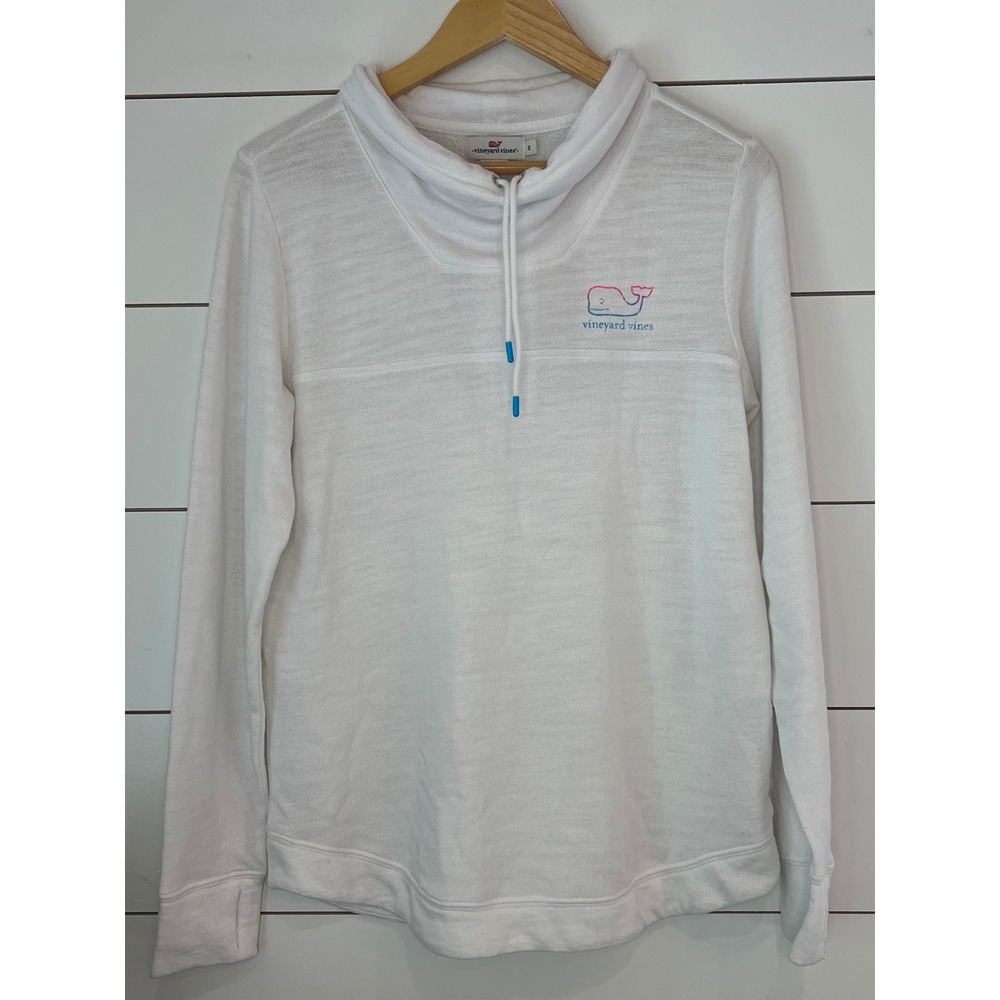 Vineyard‎ Vines Womens White Shep Shirt Funnel Neck Whale Logo Pullover Small